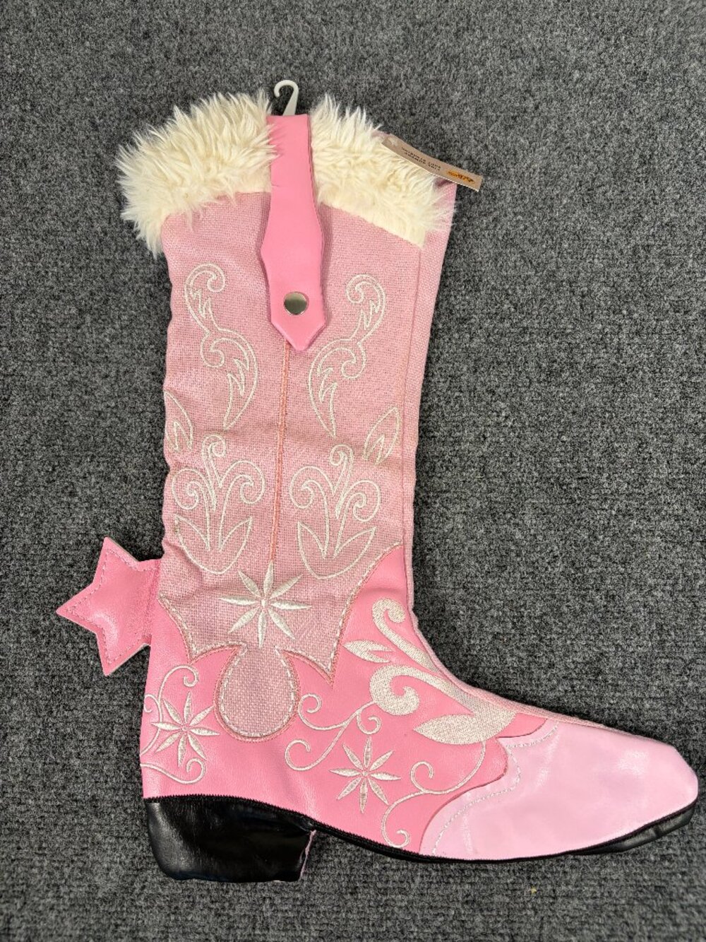 Cracker Barrel Pink Cowboy Boot Christmas Stocking Holiday Decor NEW